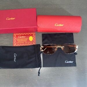 Cartier Brown Aviator Sunglasses